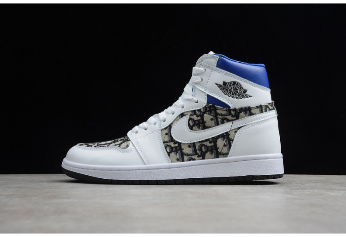 new arrive air jordan 1 high  white blue black   553668-100