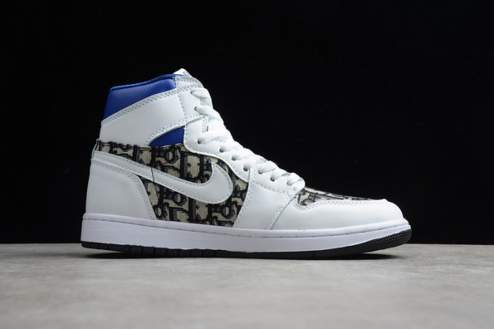 new arrive air jordan 1 high  white blue black   553668-100