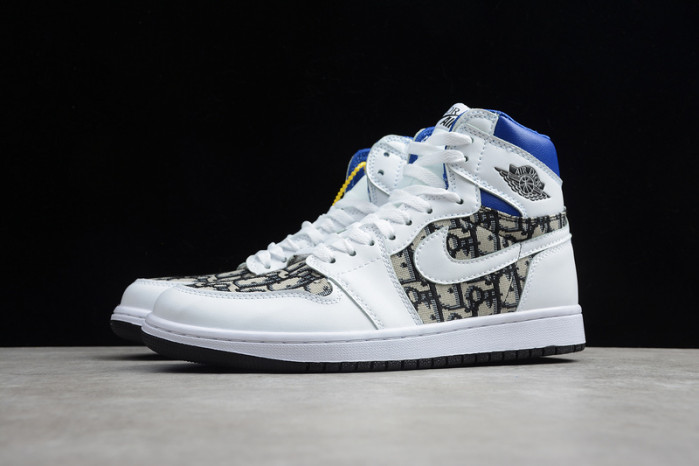 new arrive air jordan 1 high  white blue black   553668-100