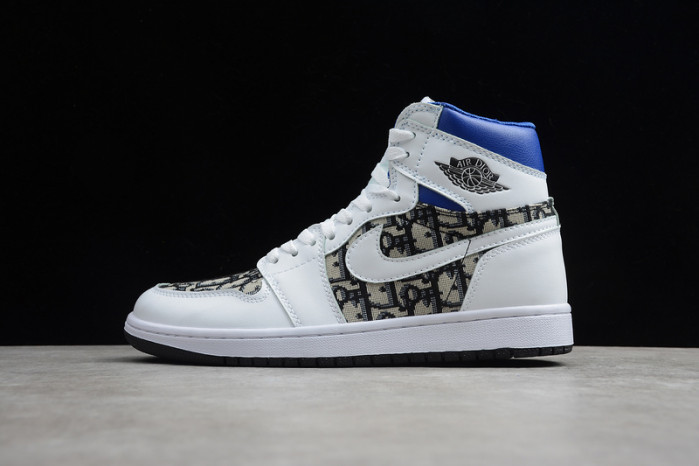 new arrive air jordan 1 high  white blue black   553668-100