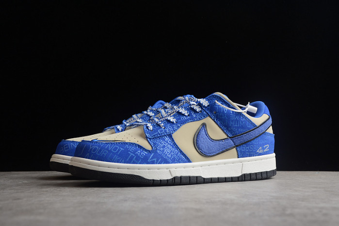 nike dunk low jackie robinson 75 yrs beige white royal blue  dy2203-400