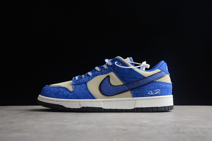 nike dunk low jackie robinson 75 yrs beige white royal blue  dy2203-400