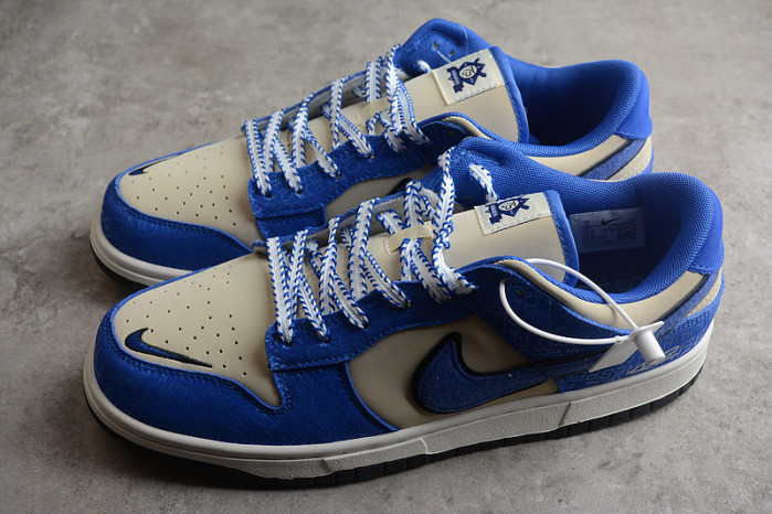nike dunk low jackie robinson 75 yrs beige white royal blue  dy2203-400