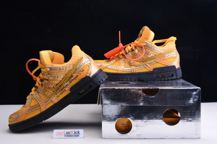 nike air rubber dunk ow university gold cu6015-700