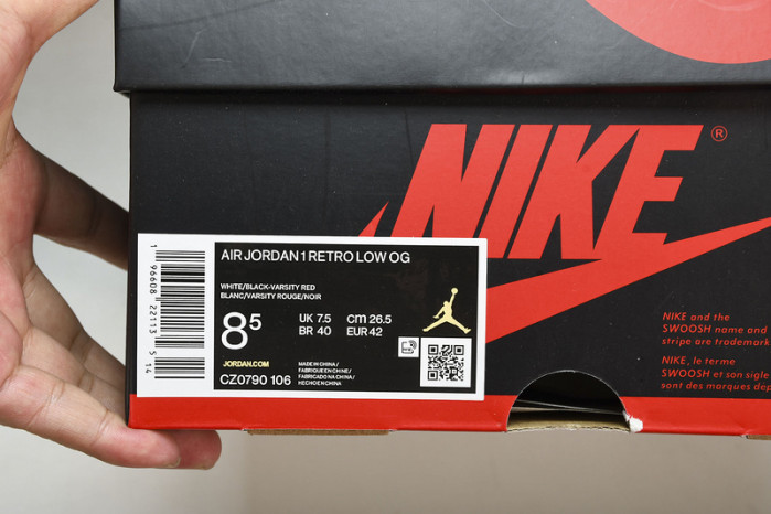 air jordan 1 low og“black toe”  cz0790-106