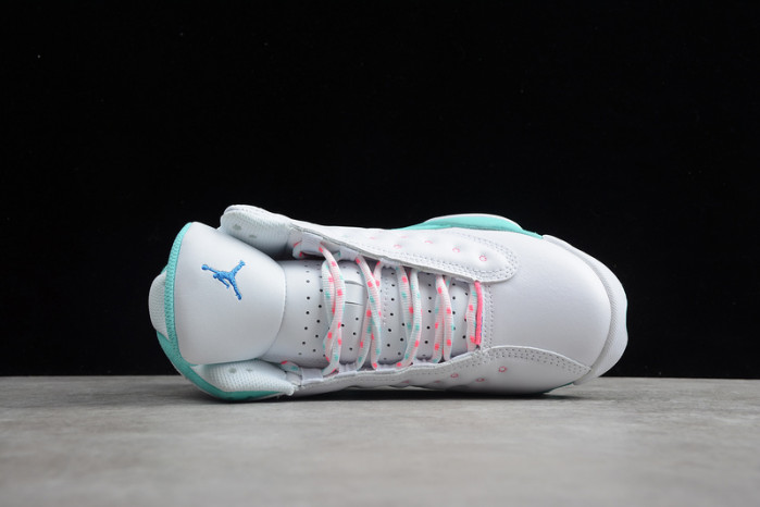 jordan 13 retro white soar green pink (gs)  439358-100