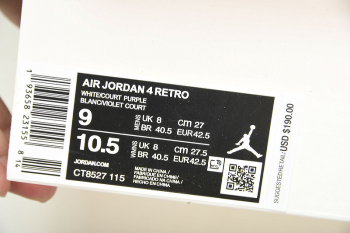 Jordan 4 Retro Metallic Purple CT8527-115