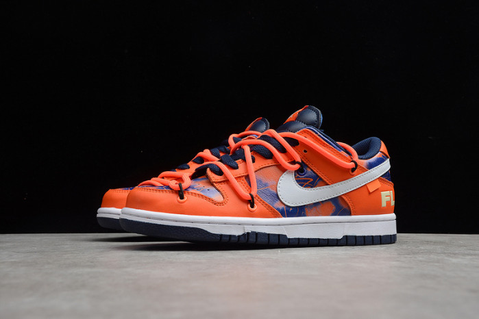 ow x futura x nike sb dunk low fluro orange/blue -dd0856-801