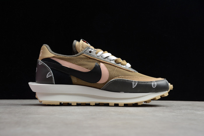 nike ldwaffle x sacai black parachute beige  cv5053-001
