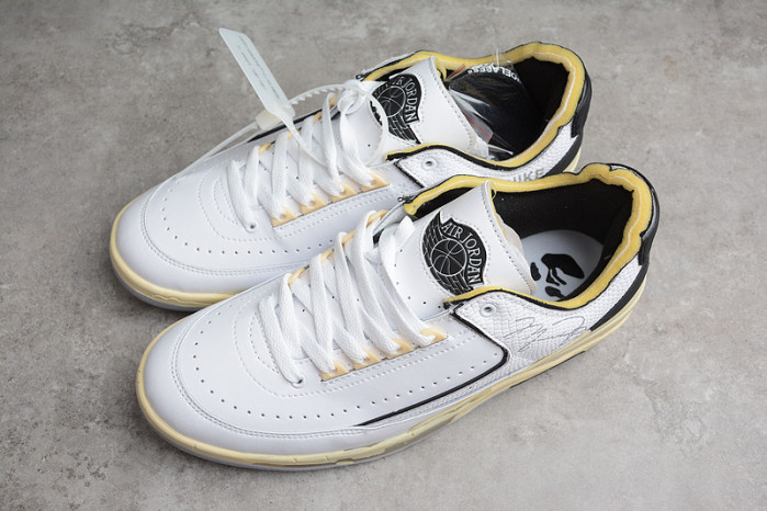 ow x air jordan 2 low sp white black grey  dj4375-101