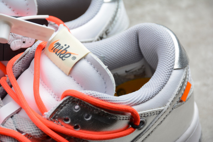 ow x nike sb dunk low lthr ow silver white red ct0856-800